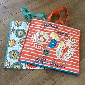Homegoods TJMaxx Marshalls Reusable Seafood Shopper Tote Bags Set of 2 NWOT